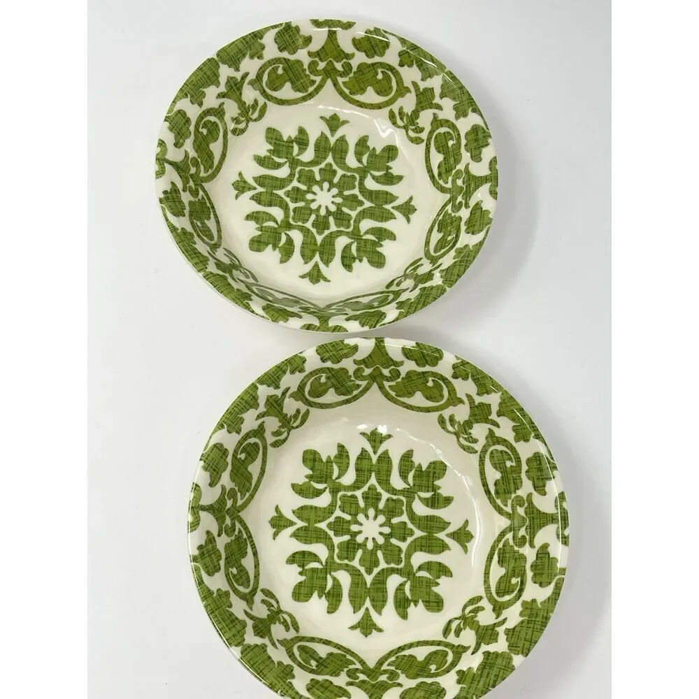 Pier 1 Imports Royal Regal Trellis Lime Green Melamine 7.5” Bowls Set Of 2